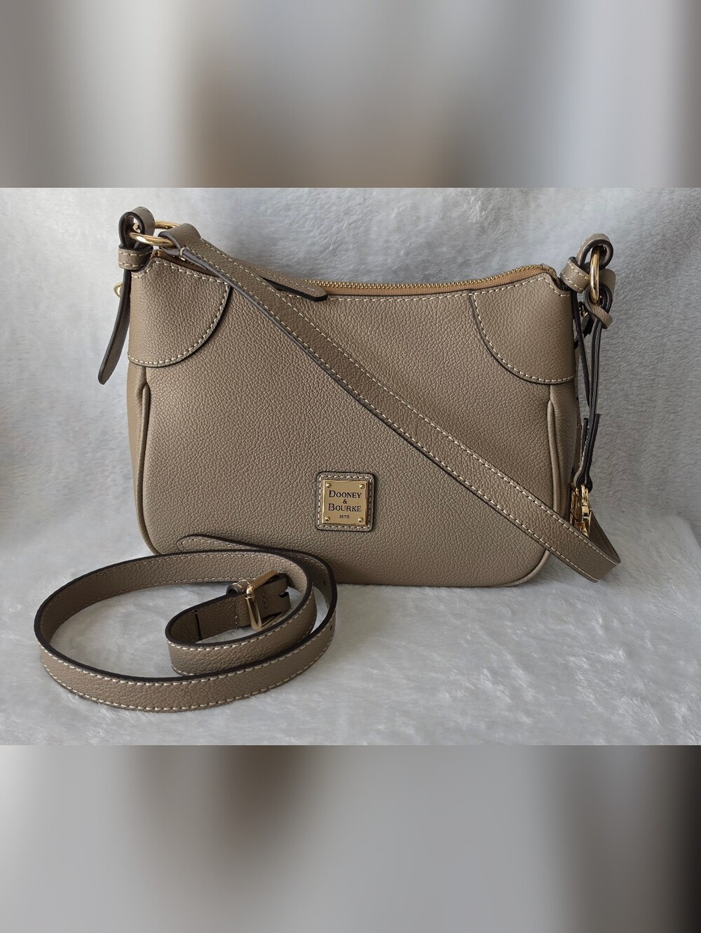 Dooney & Bourke Taupe Pebble Leather Crossbody Bag